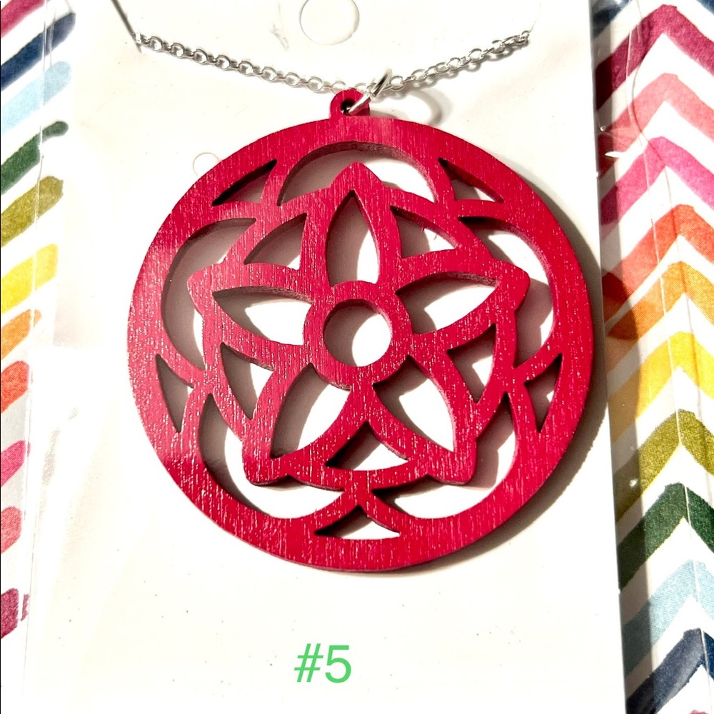 Red wood pendant necklace